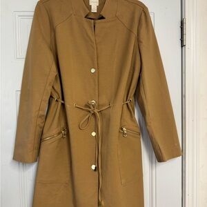 Chico's Camel Trench Coat with Gold Accents